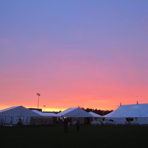 Yearly Meeting Gathering: 2014 Tent city in sunset