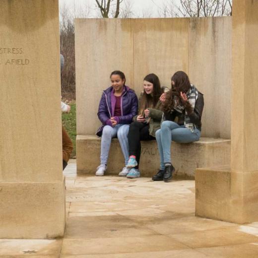 Gloucester Link Group Girls sitting in National Memorial Arboretum