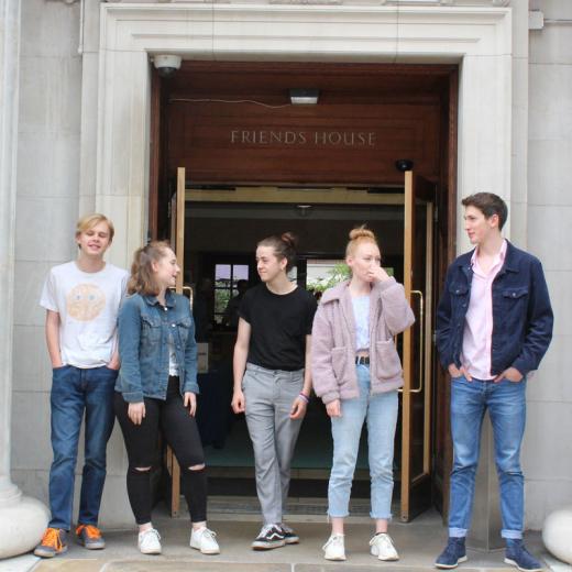 Picture of young people talking outside Friends House
