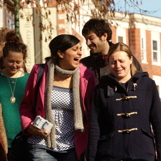 Internships Young adults walking along the street